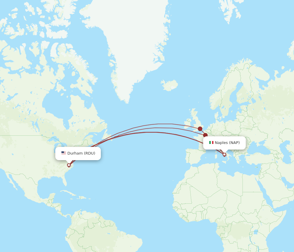 RDU-NAP flight routes