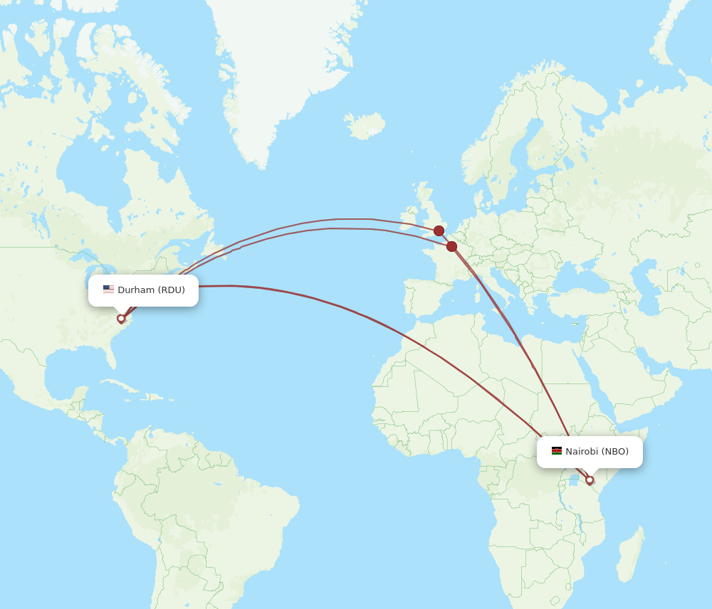 RDU-NBO flight routes