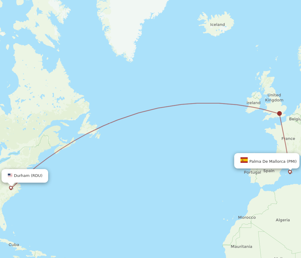 RDU-PMI flight routes