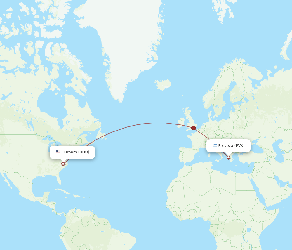 RDU-PVK flight routes