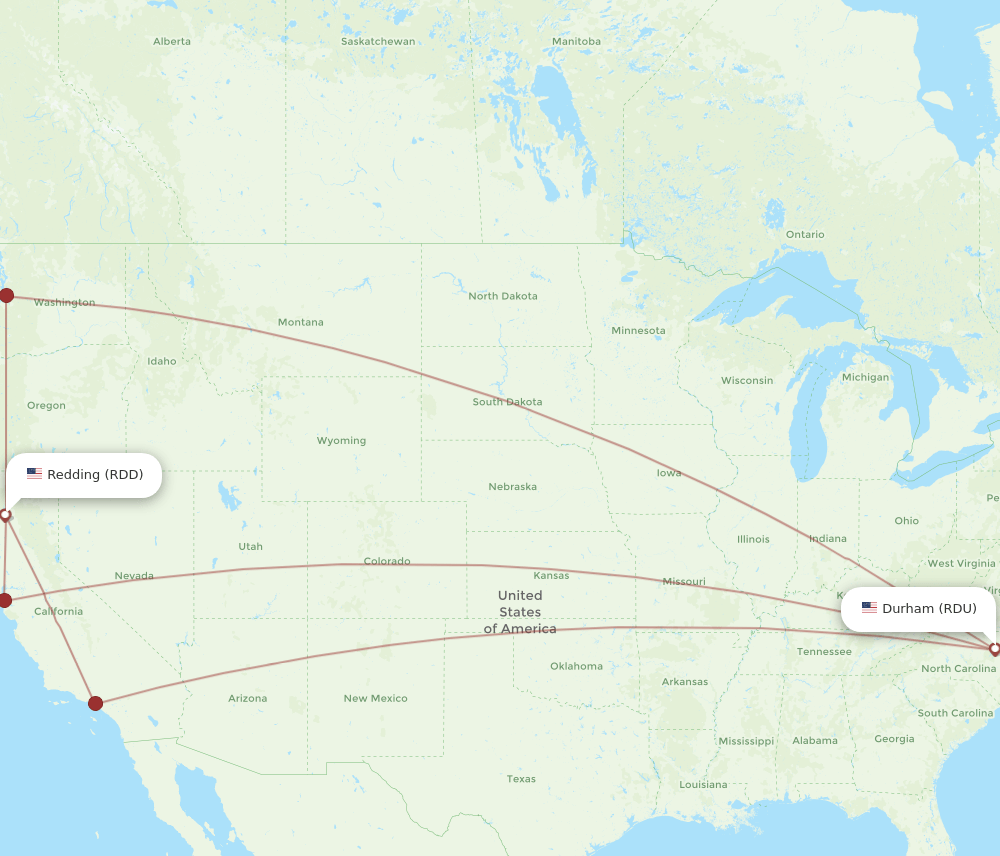 RDU-RDD flight routes