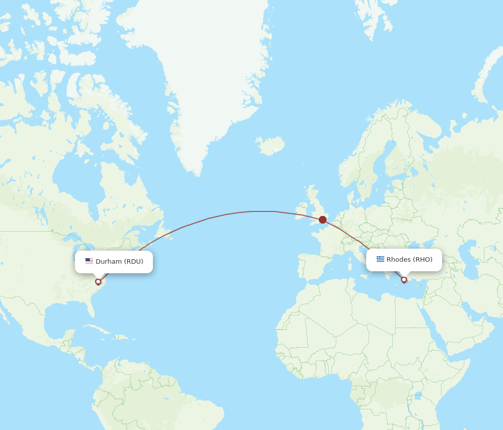 RDU-RHO flight routes