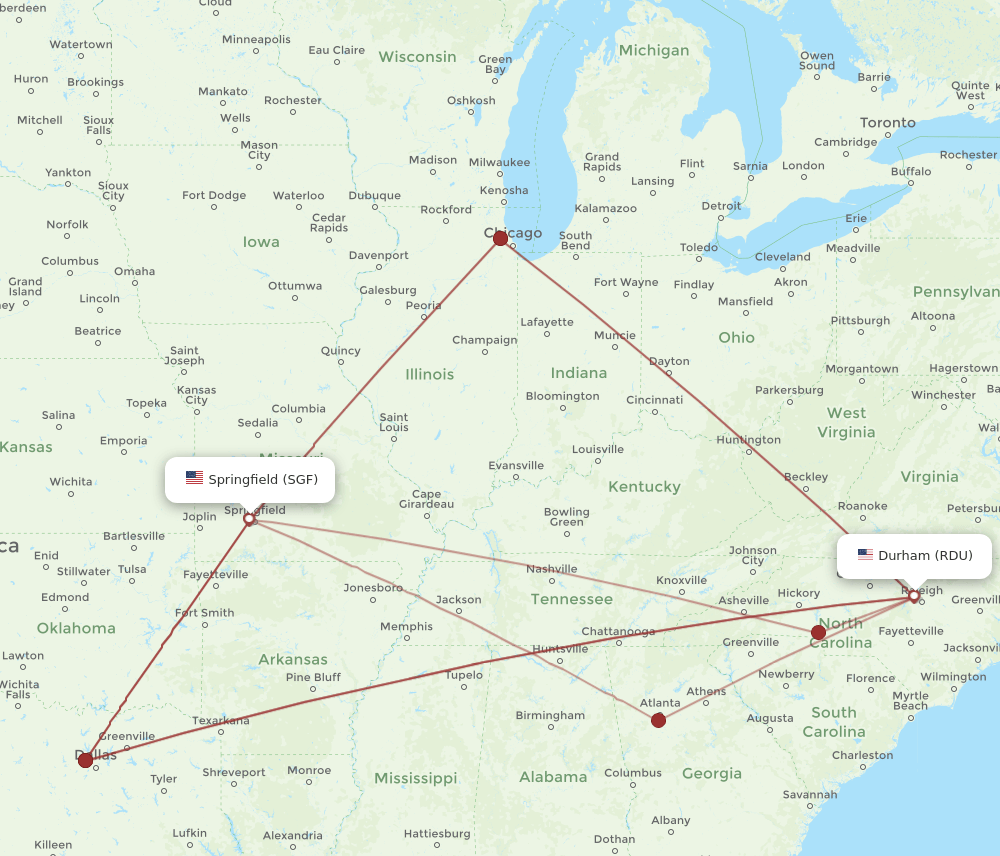 RDU-SGF flight routes
