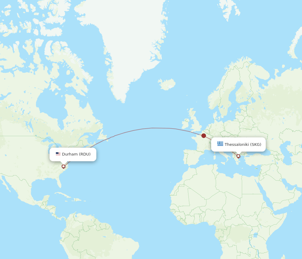 RDU-SKG flight routes
