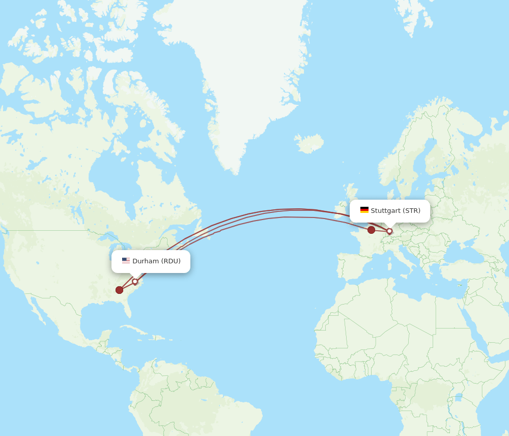 RDU-STR flight routes
