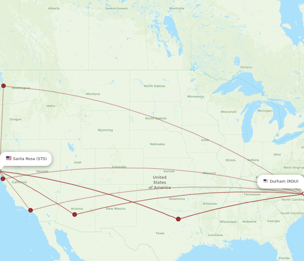 RDU-STS flight routes