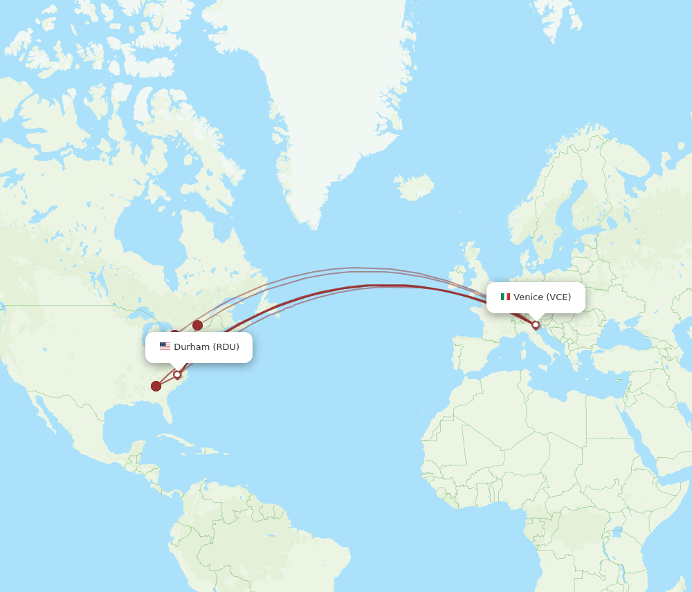 RDU-VCE flight routes