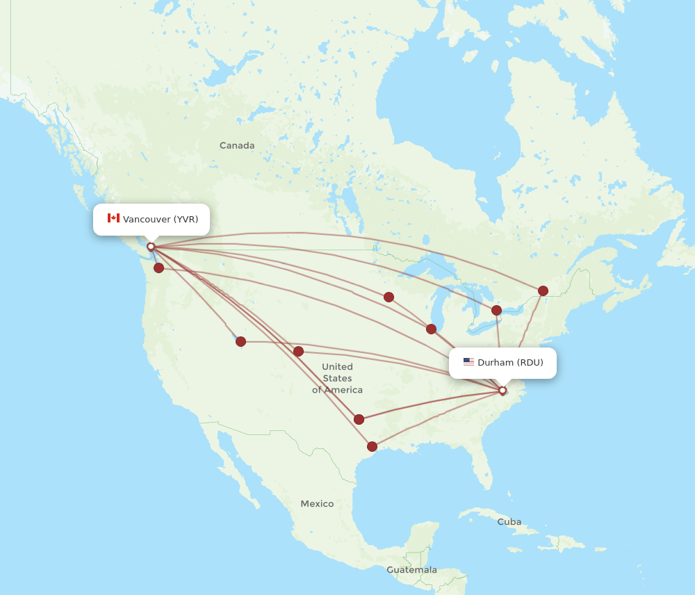 RDU-YVR flight routes