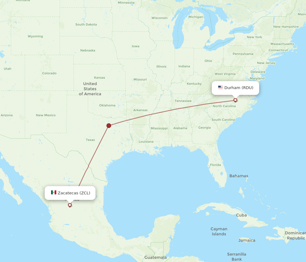 RDU-ZCL flight routes
