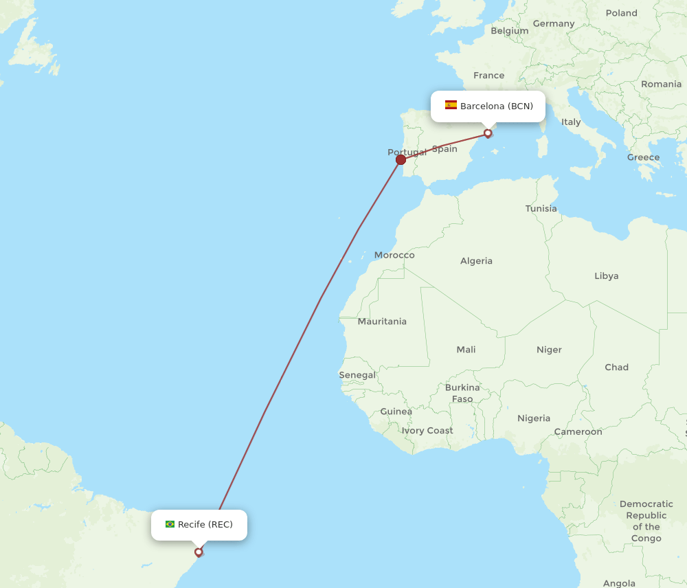 REC-BCN flight routes