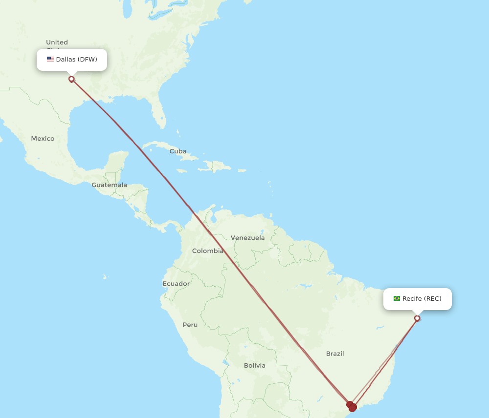 REC-DFW flight routes