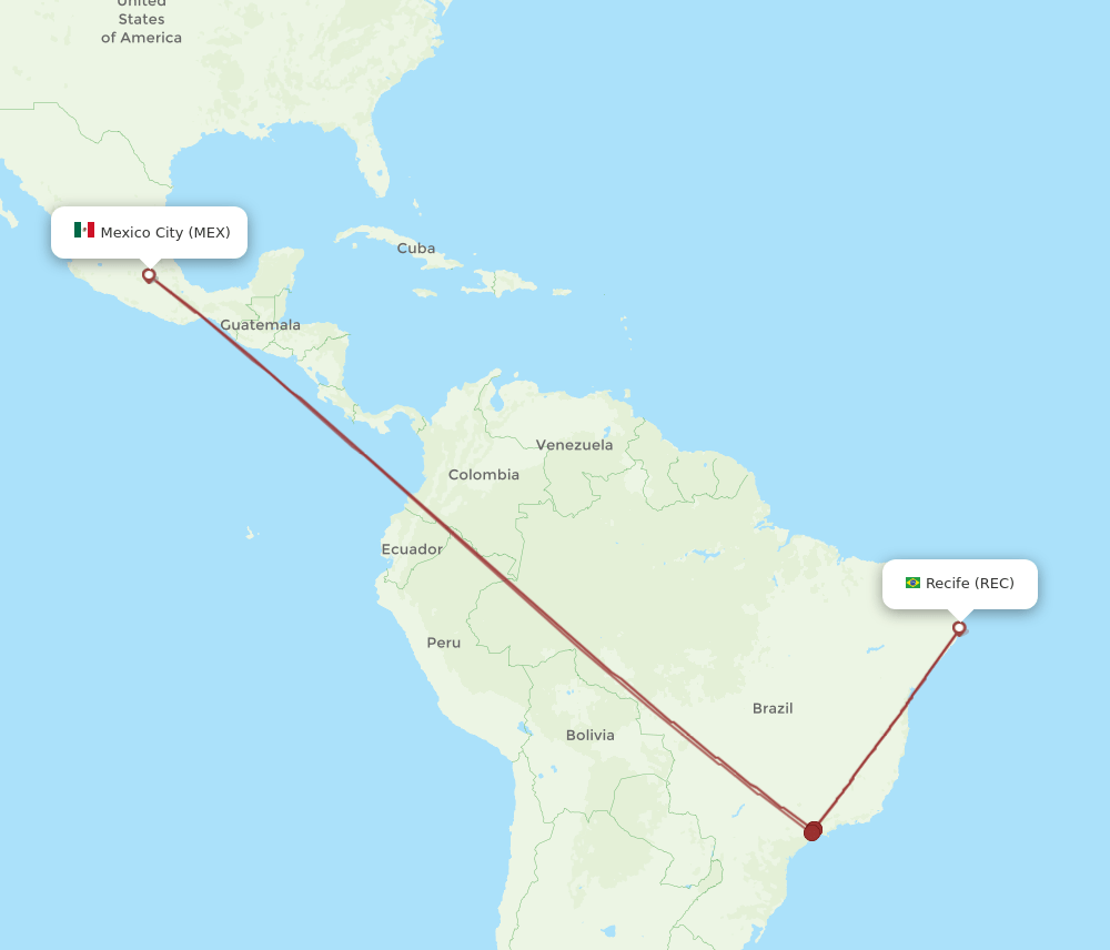 REC to MEX flights and routes map