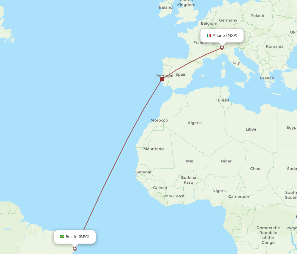 REC-MXP flight routes