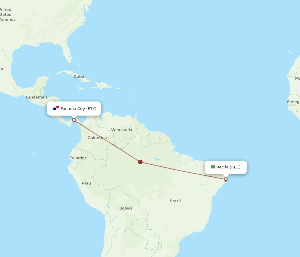REC-PTY flight routes