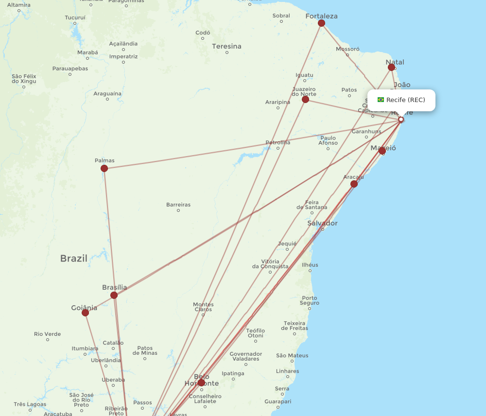 REC to VCP flights and routes map