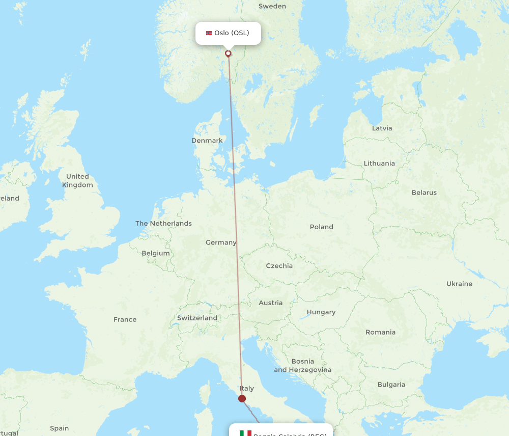 REG-OSL flight routes