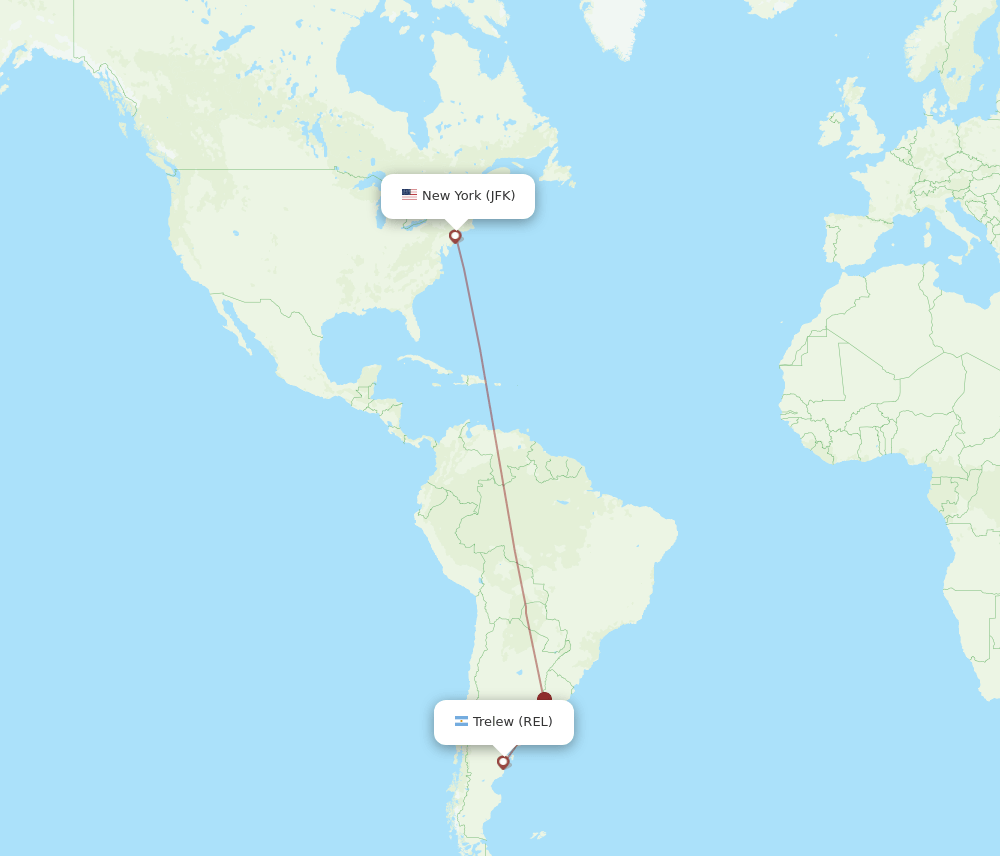 REL-JFK flight routes