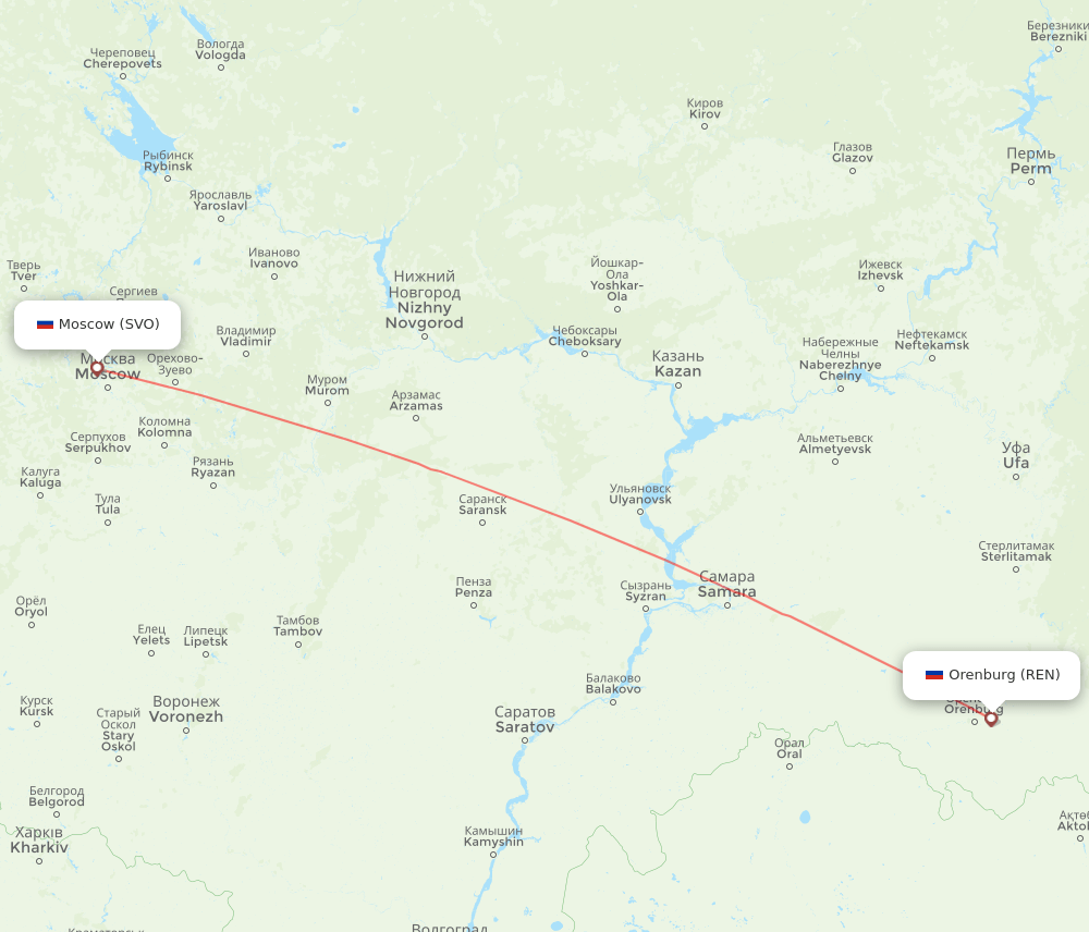 REN to SVO flights and routes map