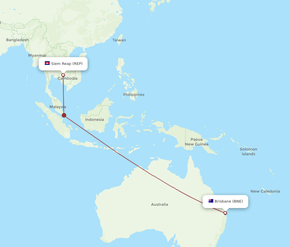 REP-BNE flight routes