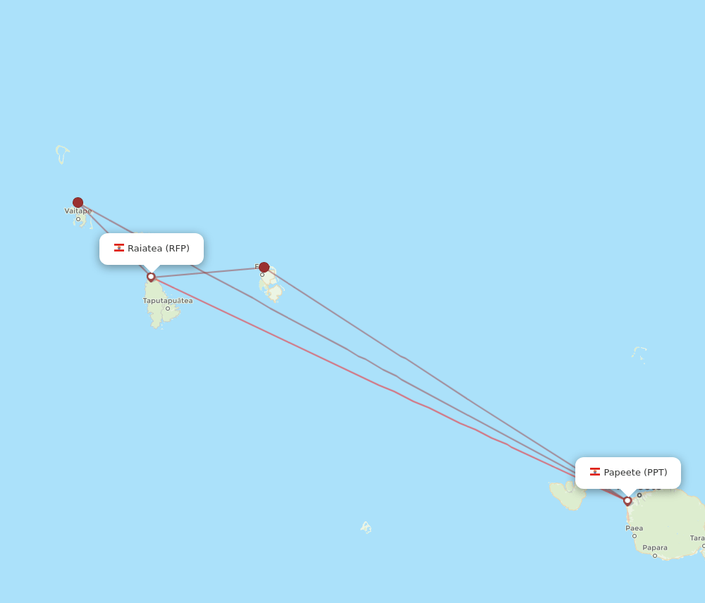 RFP to PPT flights and routes map