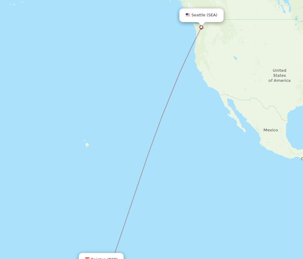 Seattle - Raiatea route map and flight paths