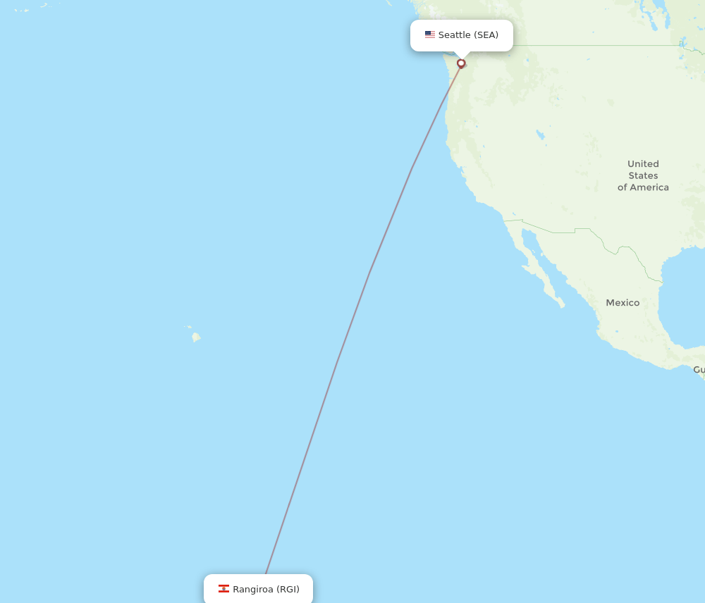 Seattle - Rangiroa route map and flight paths