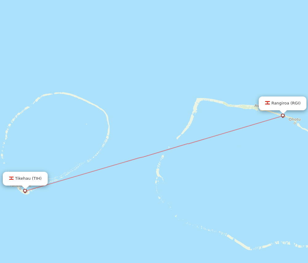 Rangiroa - Tikehau Atoll route map and flight paths