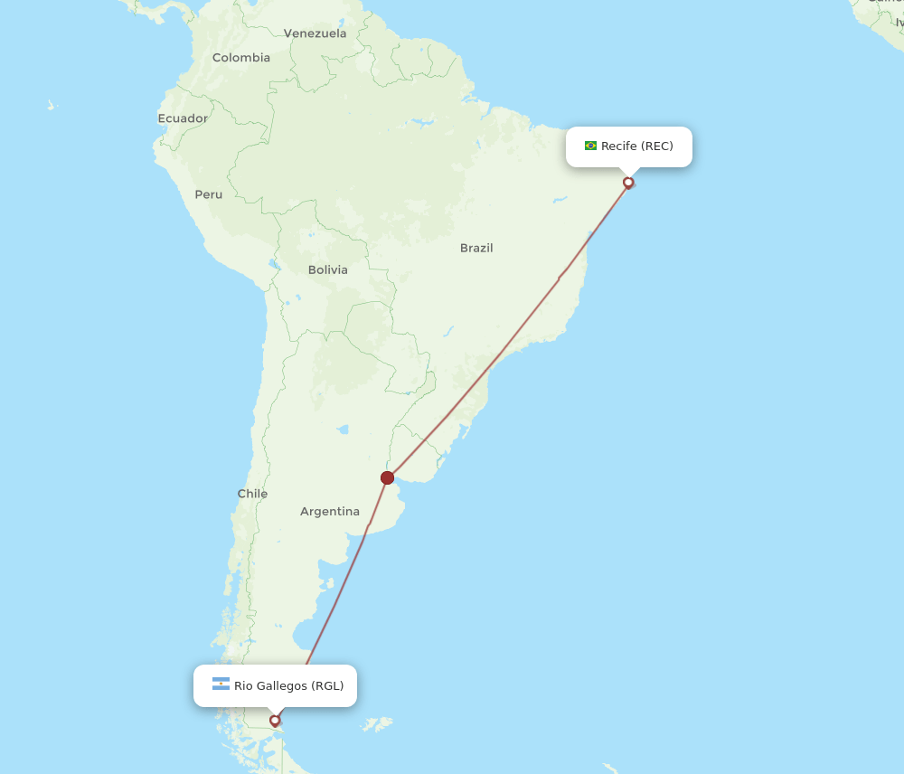 REC to RGL flights and routes map
