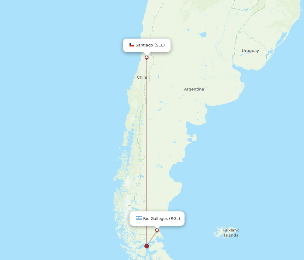 RGL to SCL flights and routes map