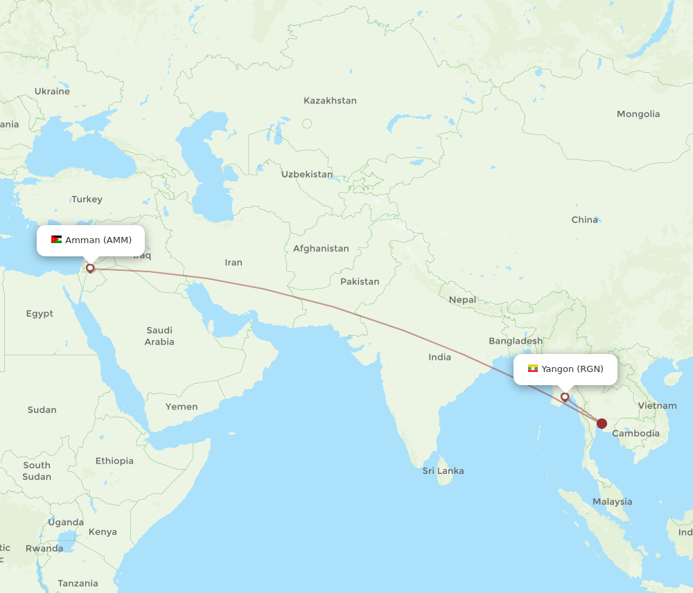 RGN-AMM flight routes