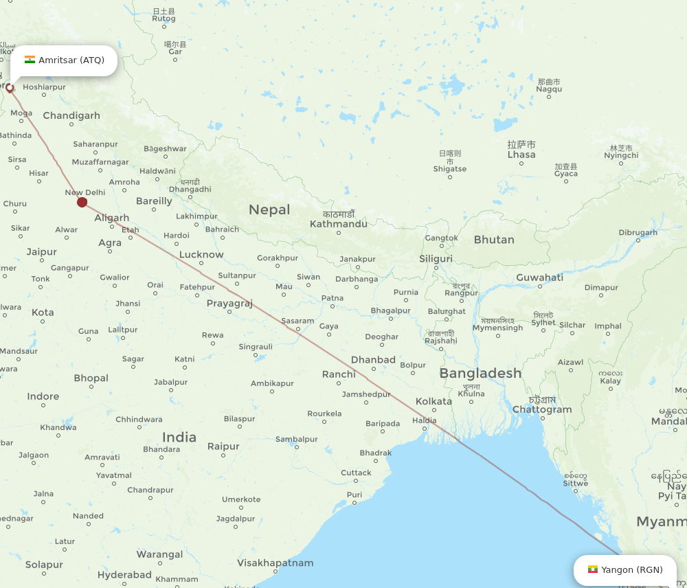 RGN-ATQ flight routes