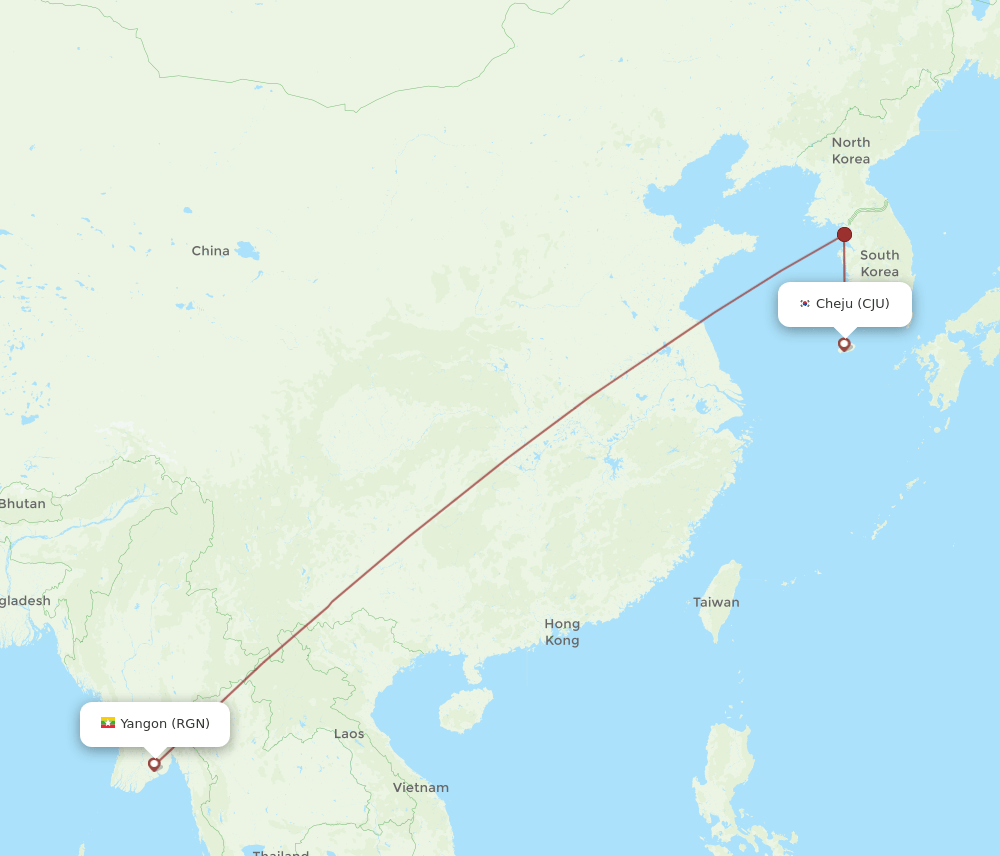 RGN-CJU flight routes