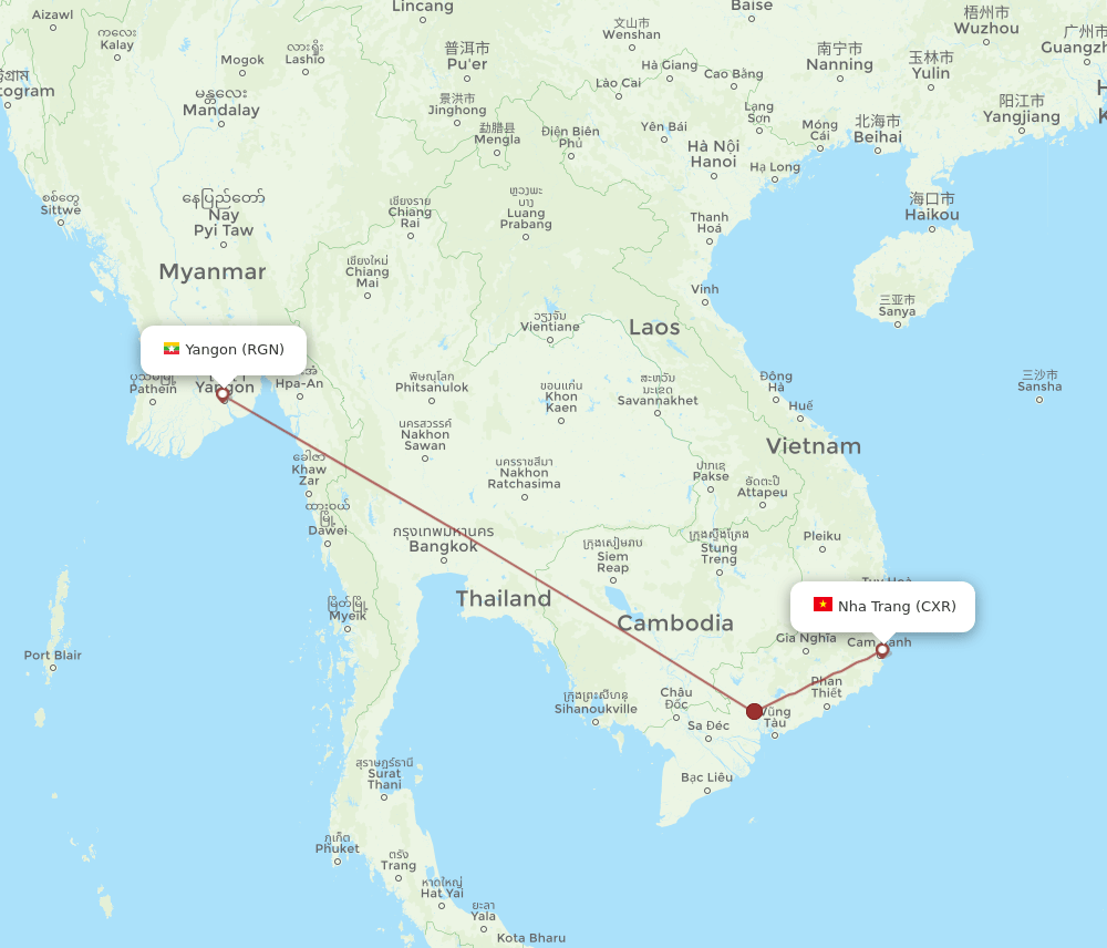 RGN-CXR flight routes