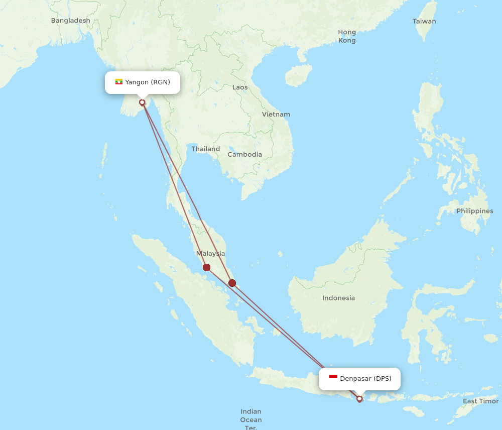 RGN-DPS flight routes