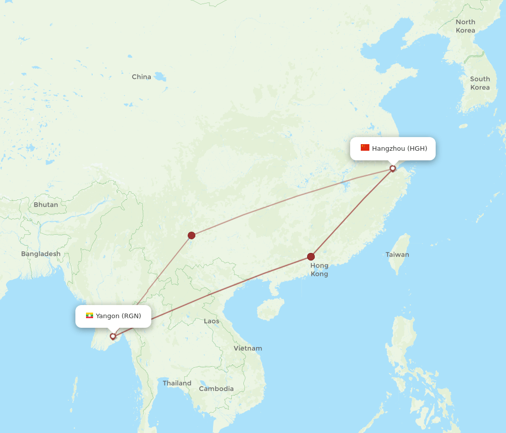 RGN-HGH flight routes