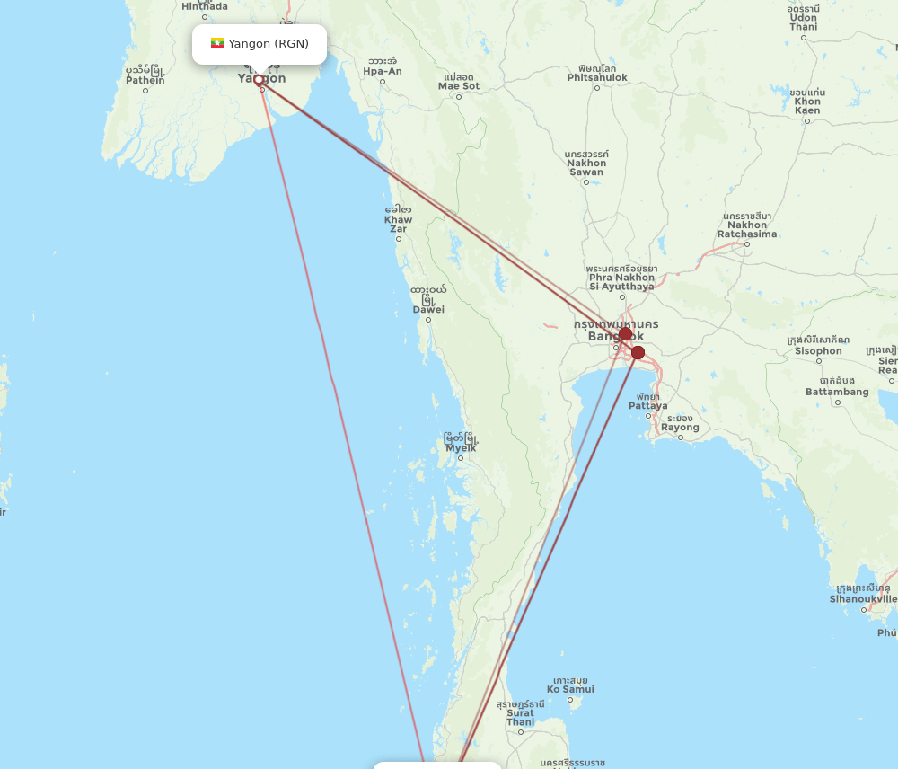 RGN-HKT flight routes