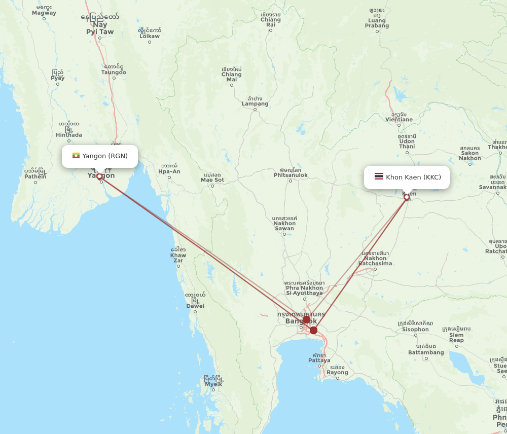 RGN-KKC flight routes