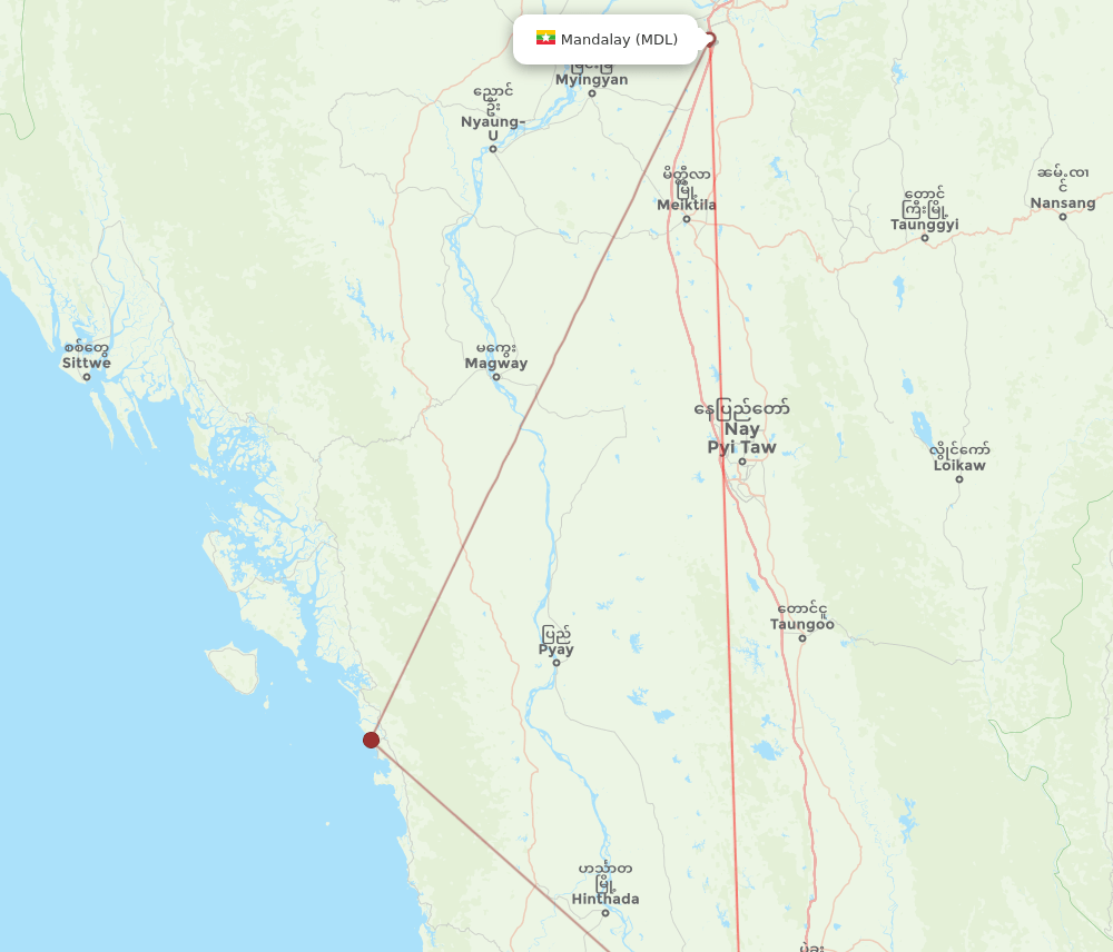 RGN-MDL flight routes
