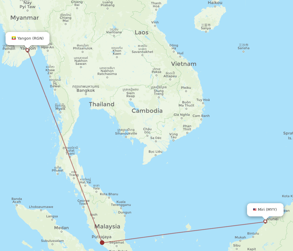 RGN-MYY flight routes