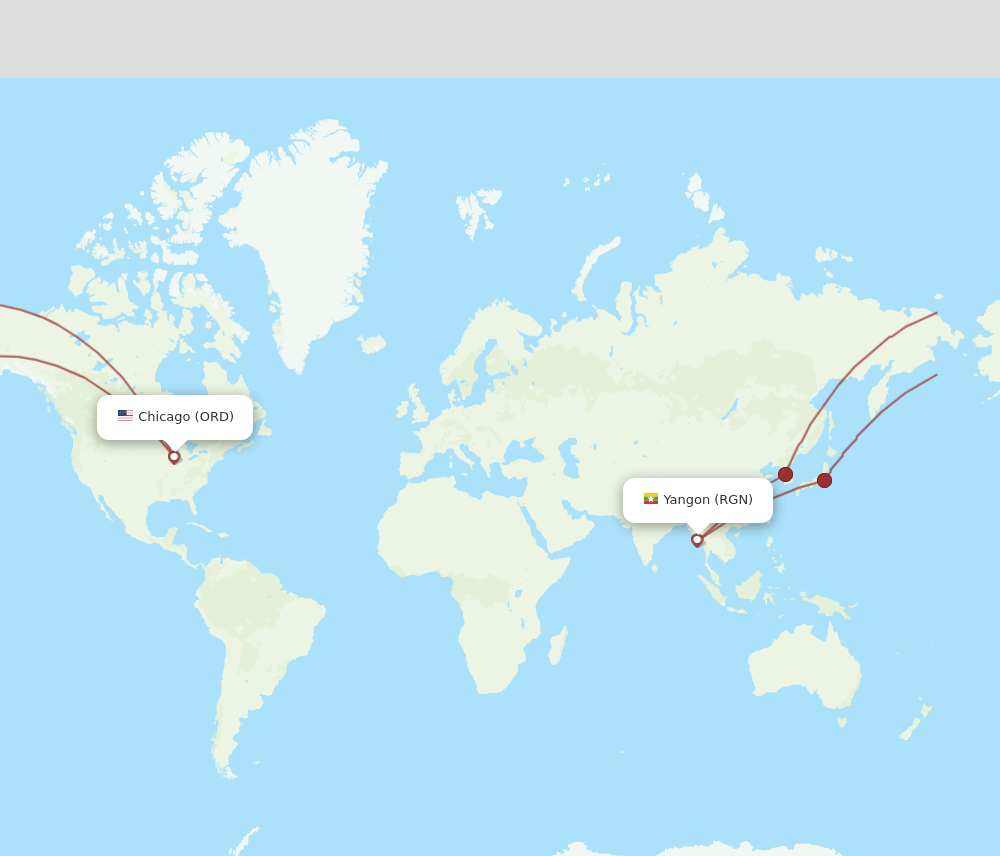 RGN-ORD flight routes