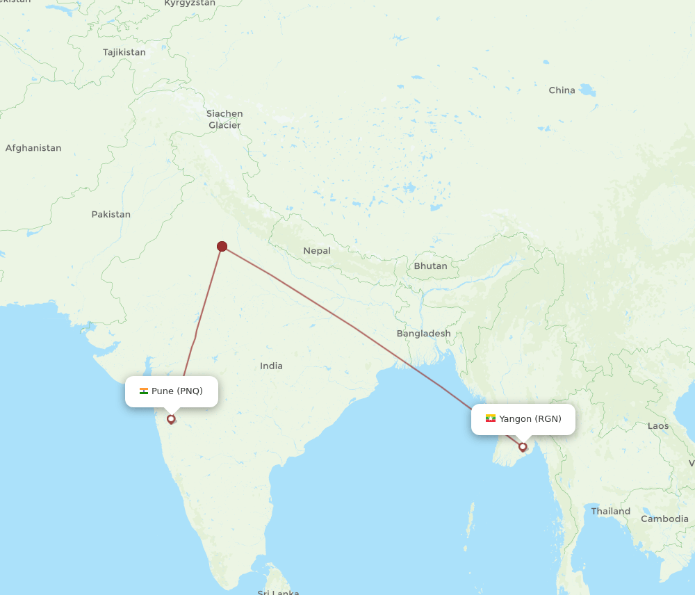 RGN-PNQ flight routes