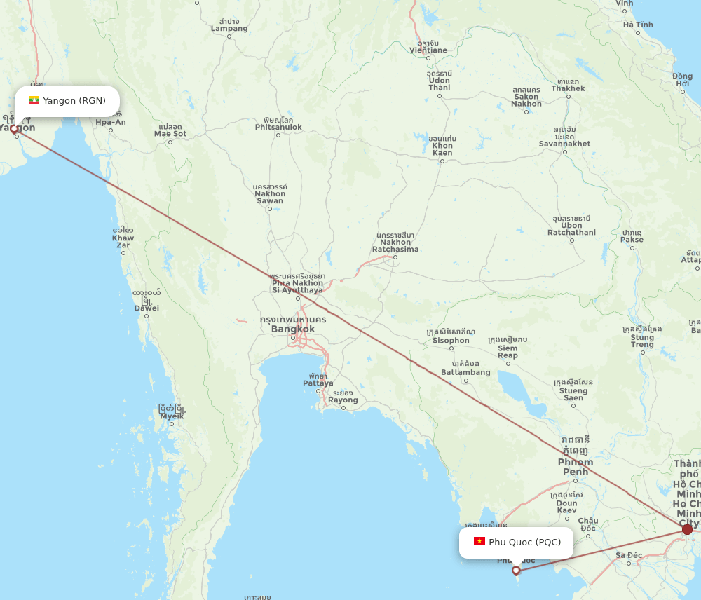 RGN-PQC flight routes