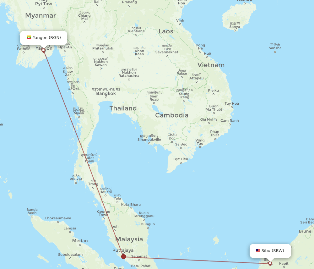 RGN-SBW flight routes