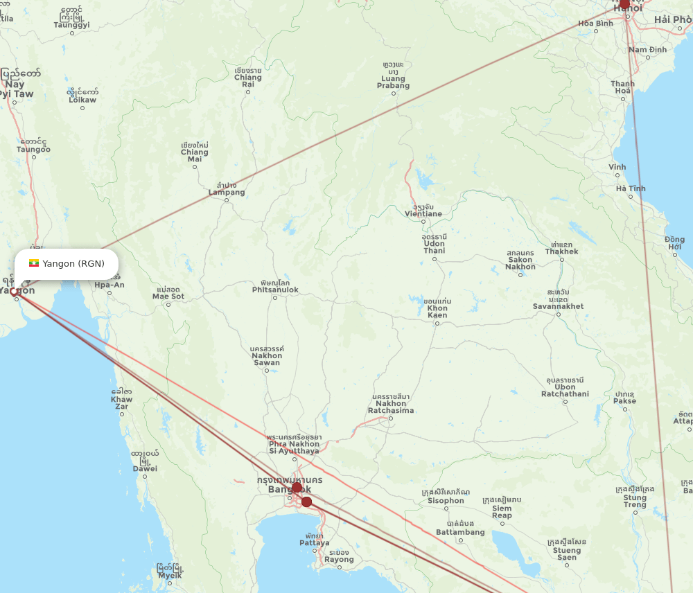 RGN-SGN flight routes
