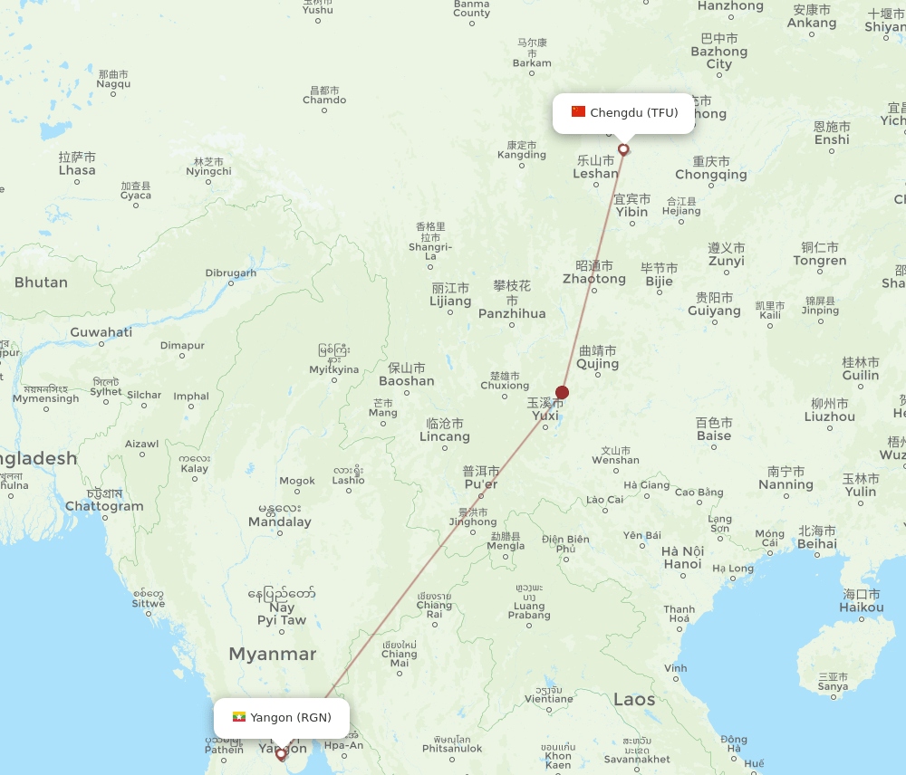 RGN-TFU flight routes