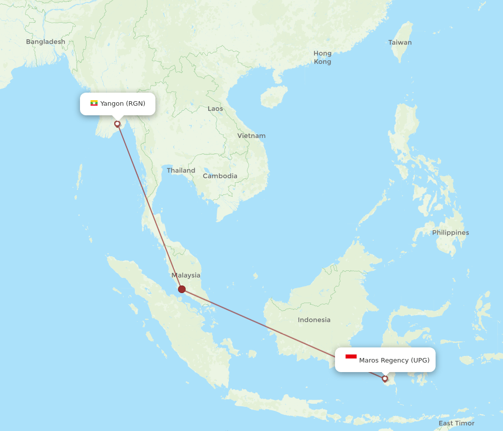 RGN-UPG flight routes