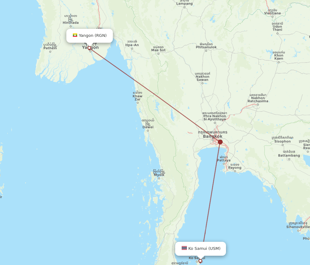 RGN-USM flight routes