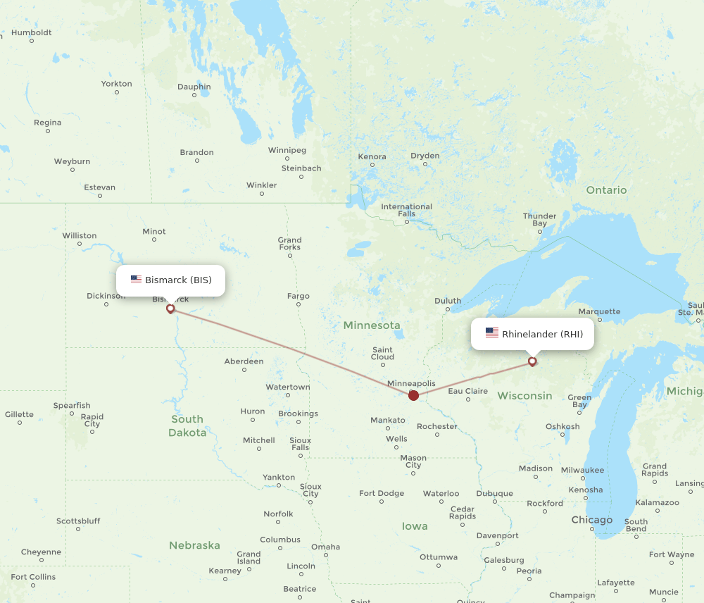 RHI-BIS flight routes
