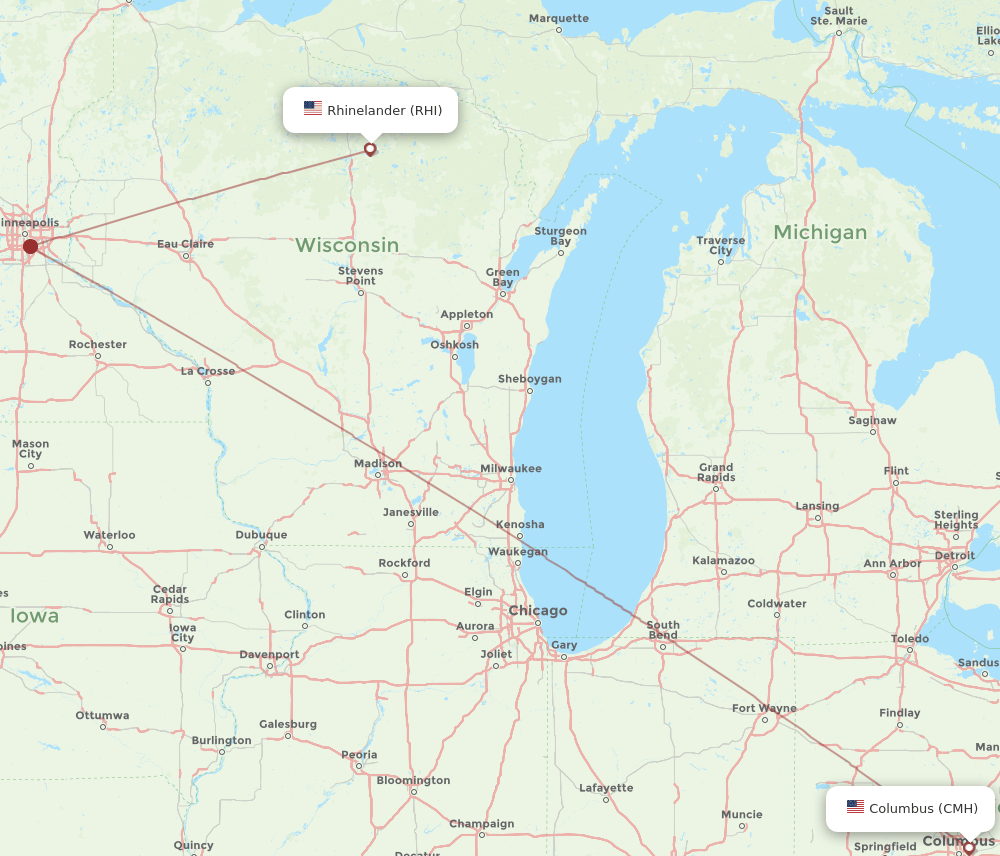 RHI-CMH flight routes