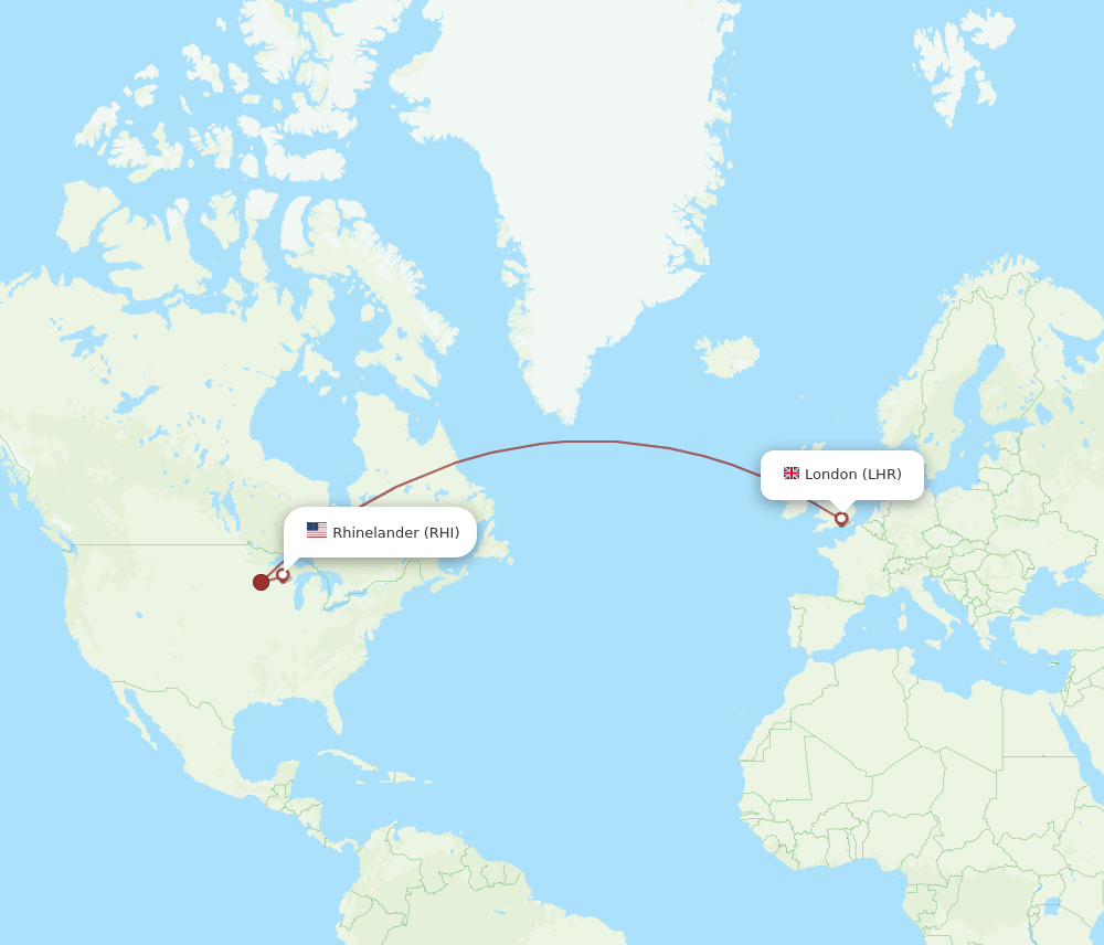 London - Rhinelander route map and flight paths